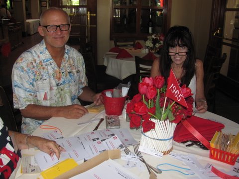 Ted Triplett & Patty Clark at Prego's with table by Arline Radillo