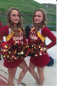 Sandy Beatty''s twin grand daughter cheerleaders.