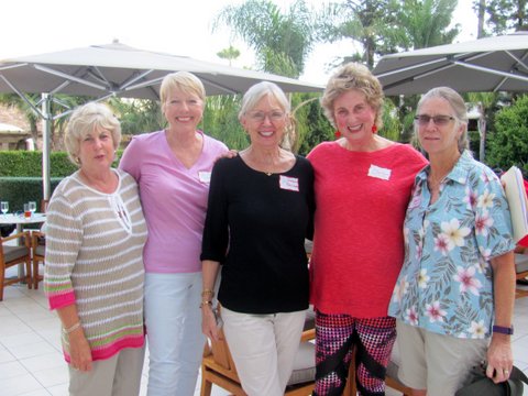 Cathy, Jane, Barbara B, Barbara T, Karen catch up at Marriott