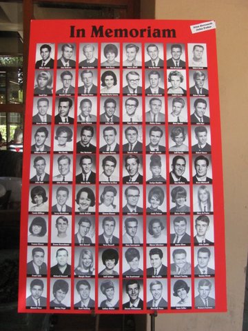 Photos of deceased classmates.